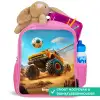 Monstertruck scoort goal in woestijnstadion Kinderrugzak - Roze middel -inhoud_NL