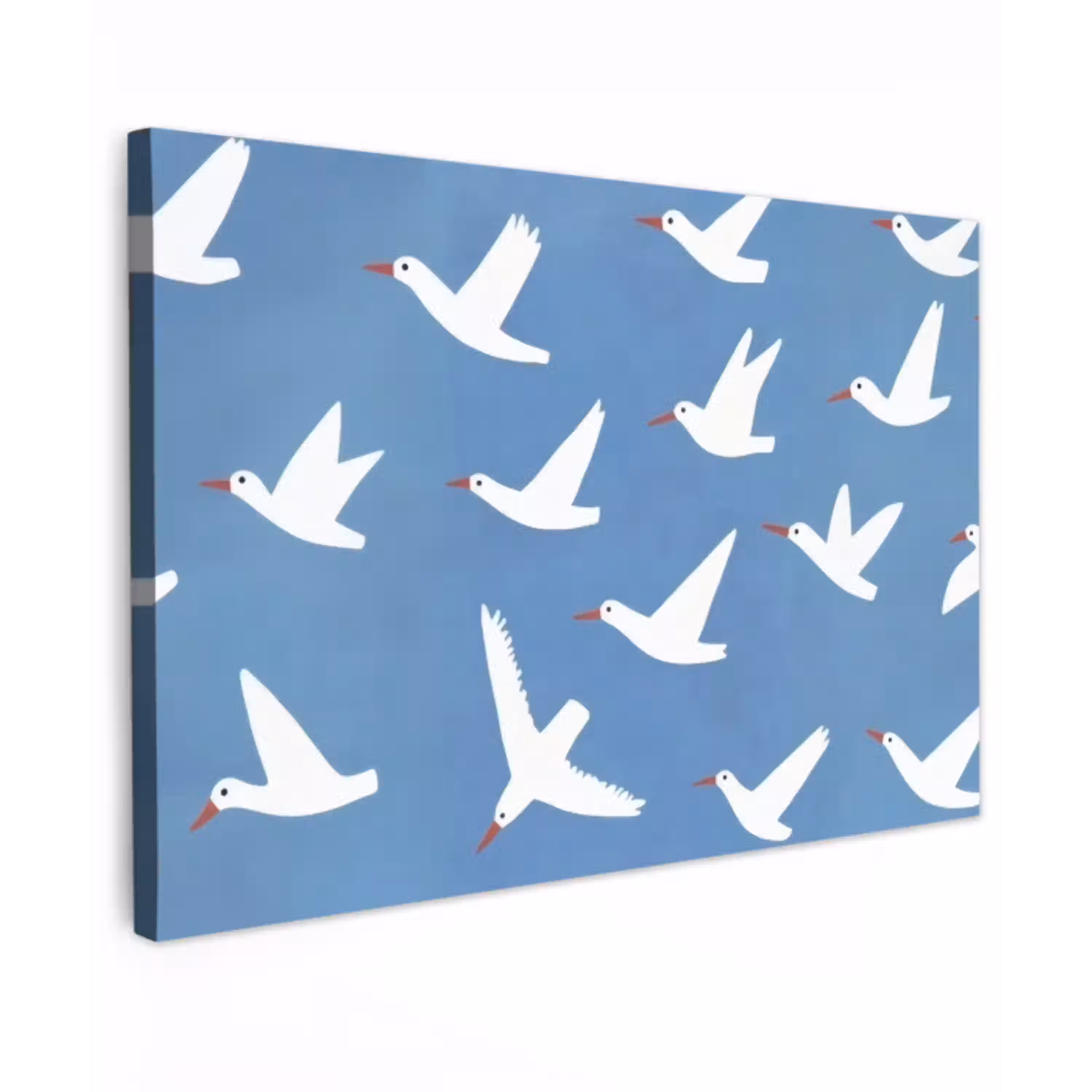 Vogels - Wit - Patroon canvas 2cm klein -z3d