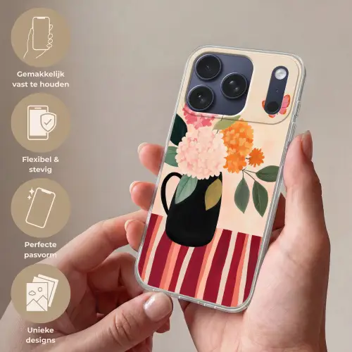 Vaas - Bloemen - Vlinder - Rood Telefoonhoesje iPhone 17 Pro klein -sfeer3_NL