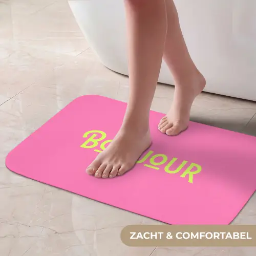 Roze - Groene Bonjour - art-deco Badmat klein -USP_ZachtNL