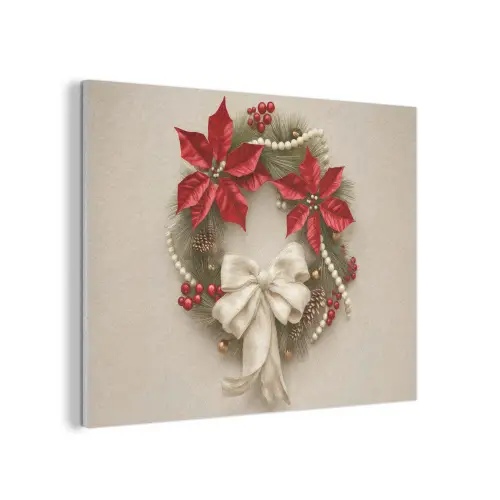 Deurkrans - Strik - Kerst - Rood - Groen PET vilt klein -3d