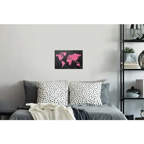 Wereldkaart - Roze - Marmer Muursticker klein -slaapkamer