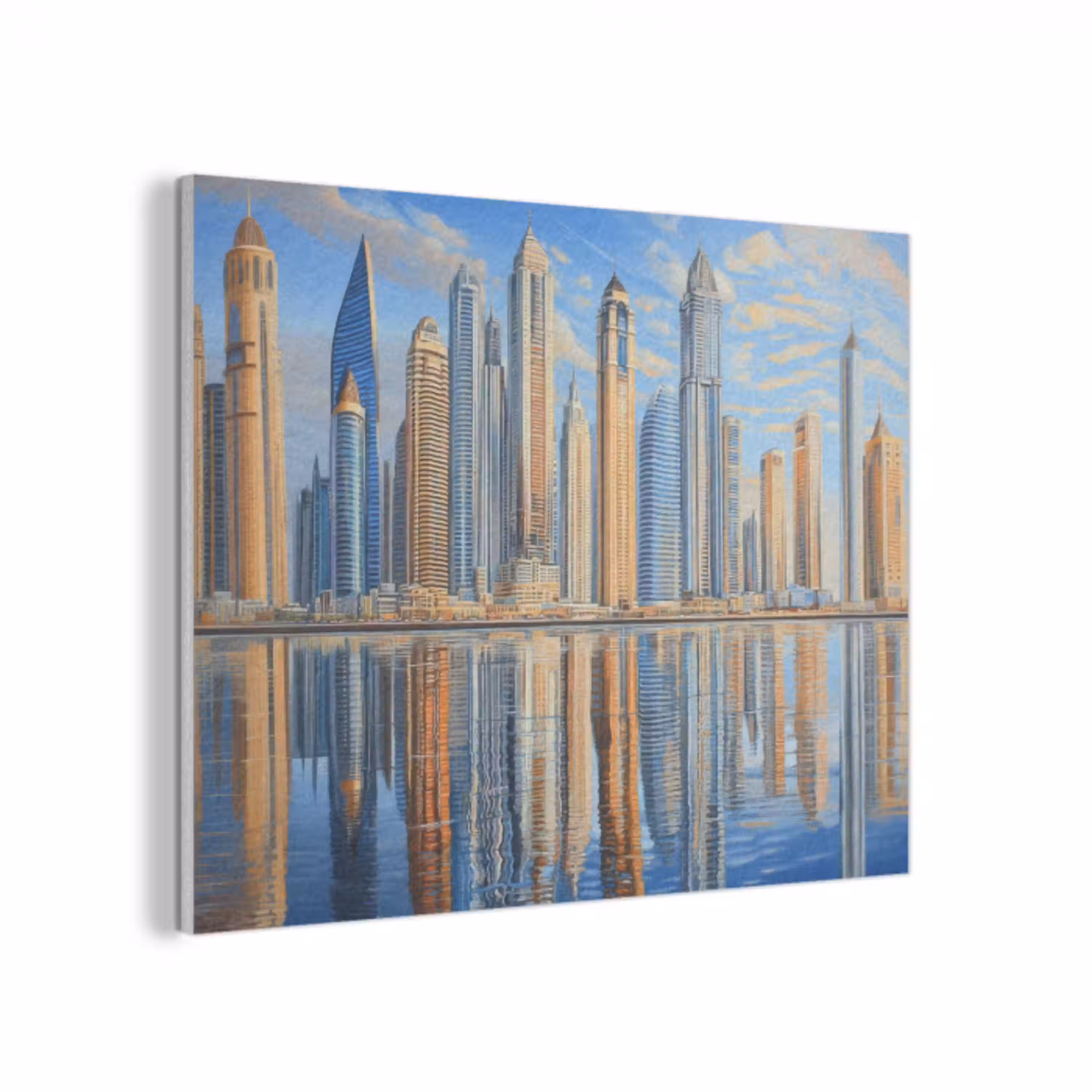 Skyline - Wolkenkrabbers - Water - Blauw PET vilt klein -3d