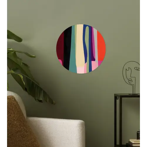 Kleurbanen - Verticaal - Kleurrijk Wandcirkel behangsticker klein -sfeer2