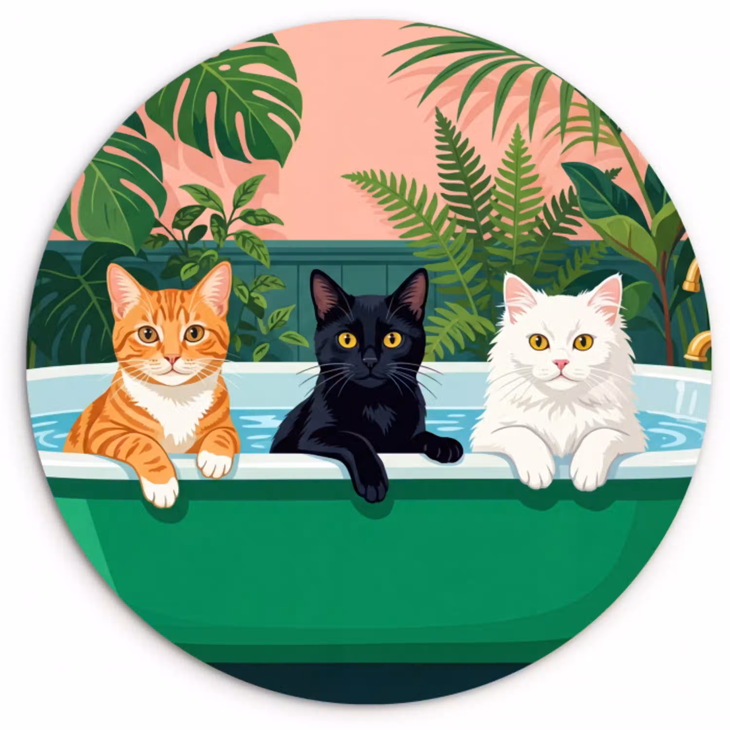 Badkamer - Kattenparade - Kleurrijk Wandcirkel kunststof plaat 5mm dik klein -3d