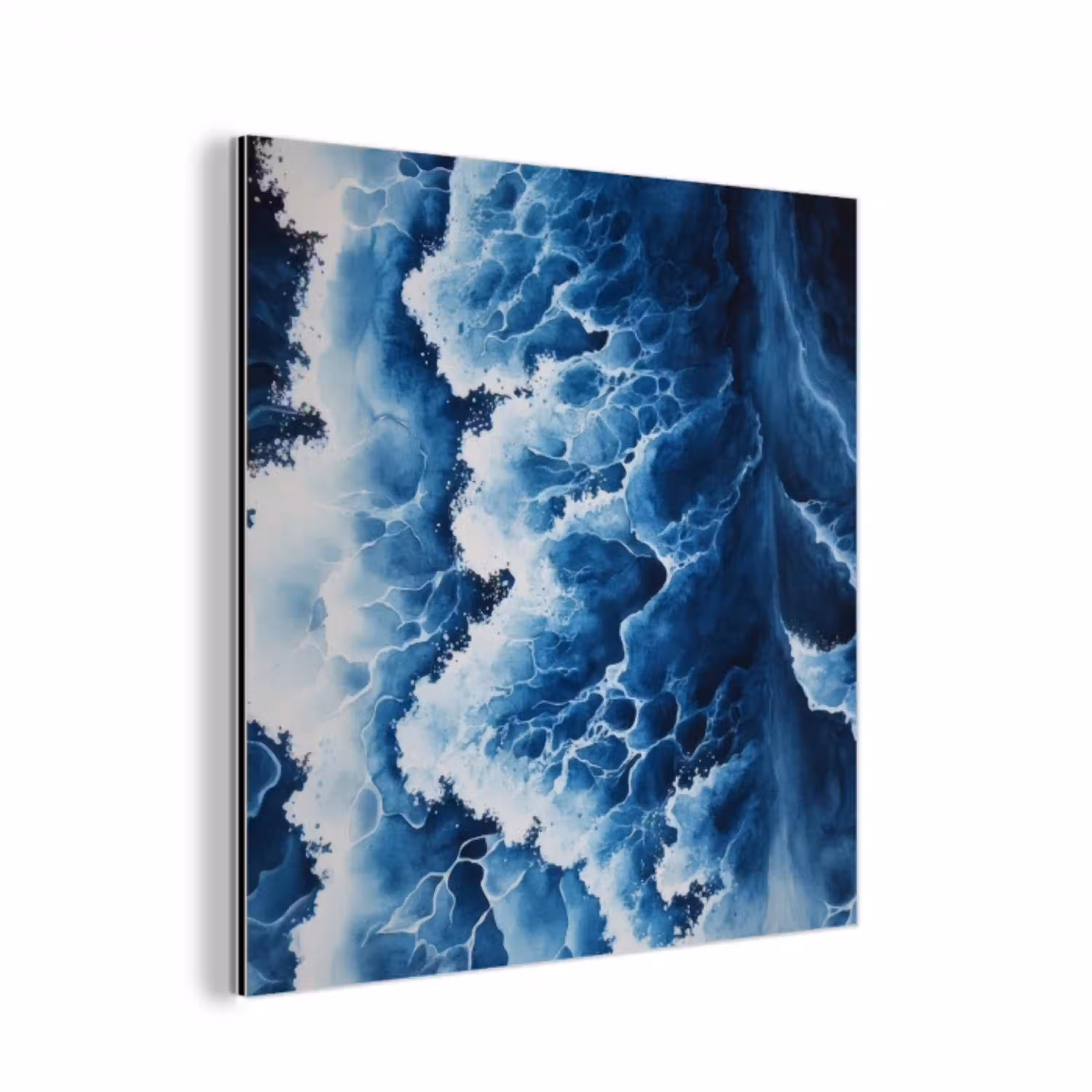 Golven - Blauw - Schuim aluminium wit klein -3d