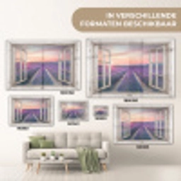 Doorkijk - Lavendel - Bloemen - Hout - Zonsondergang - Paars plexiglas 5mm klein -sfeer7