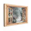 Bos - Winter - Bomen - Natuur - Pad - Doorkijk Tuinposter op houten frame 2 cm dik klein -3d