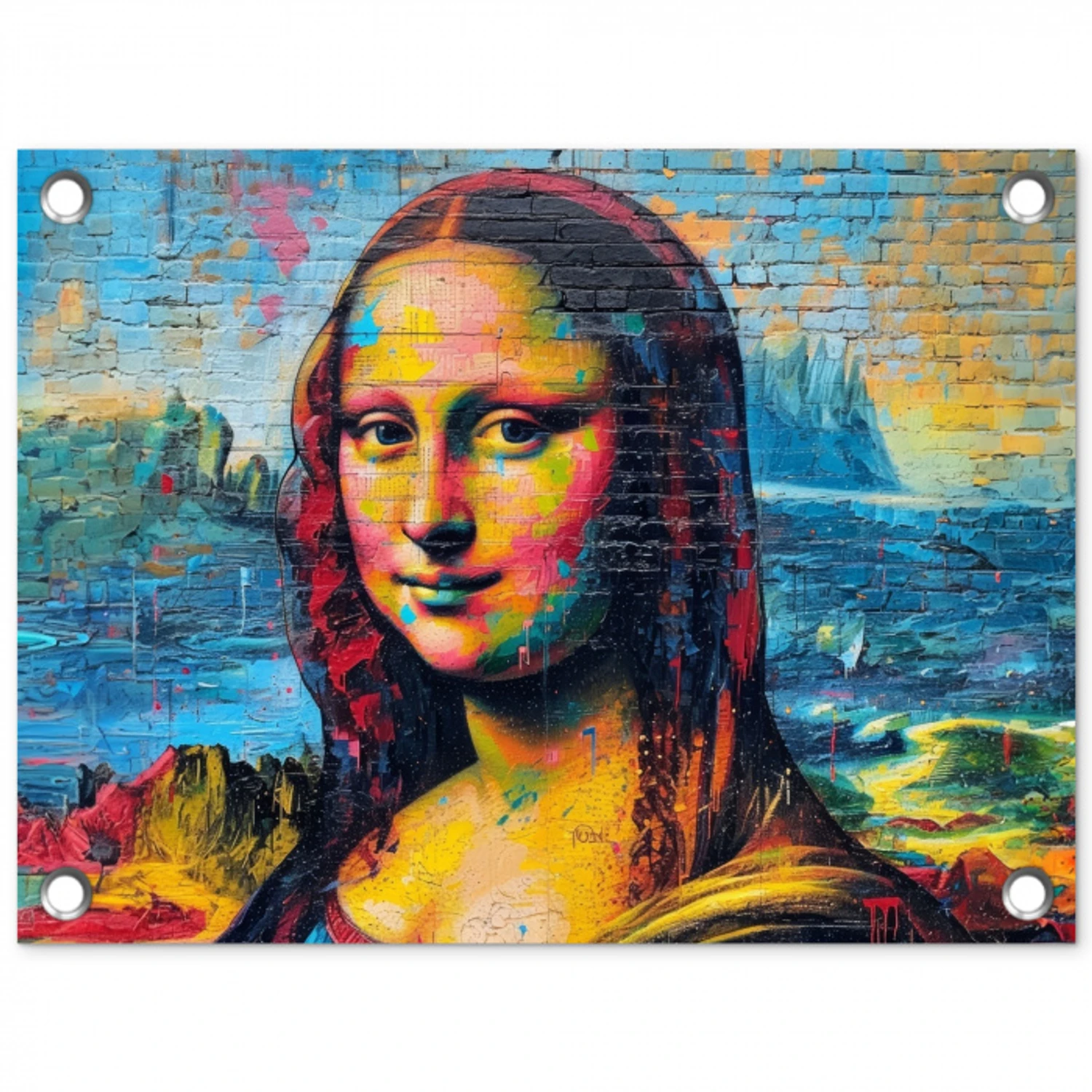 Kleurrijke Mona Lisa tuinposter los doek klein -3d