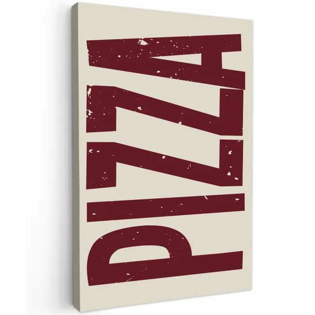 Pizza - Vintage - Decoratie - Japandi Tuinposter op houten frame 2 cm dik klein -3d