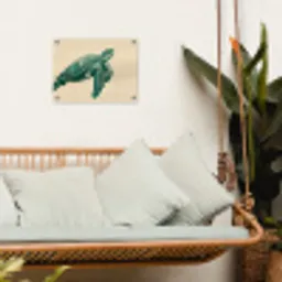 Schildpad - Sierlijk - Groen - Schild tuinposter los doek klein -sfeer7