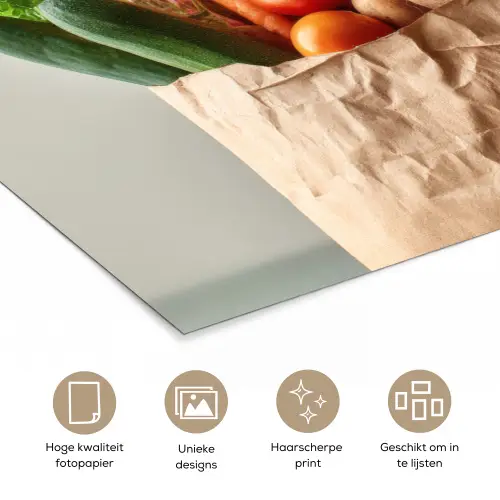 Papieren - Boodschappen - Groente - Kleurrijk poster papier klein -closeup_NL