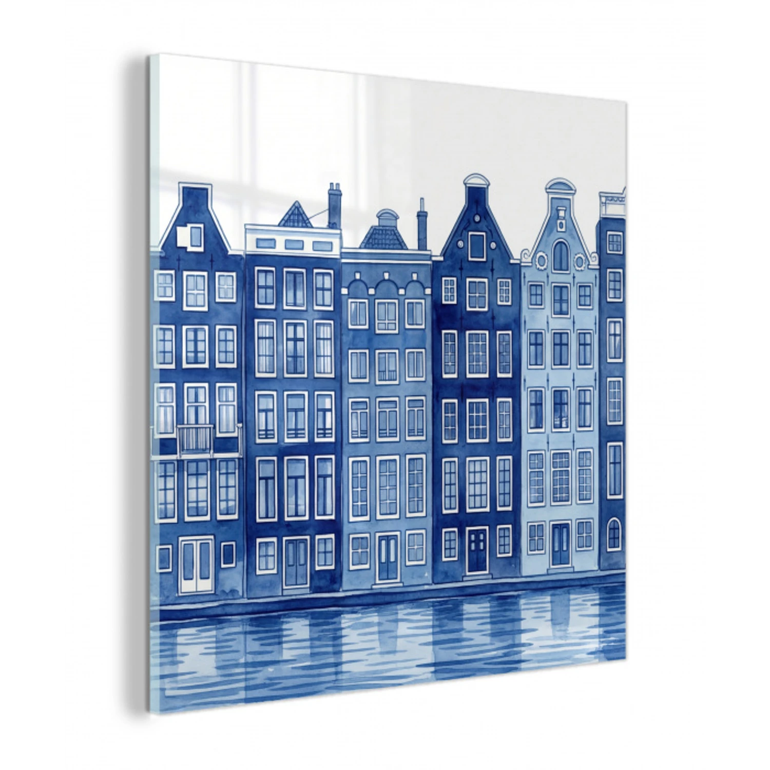 Aquarel - Grachtenpanden - Delfts - Blauw plexiglas 5mm klein -z3d