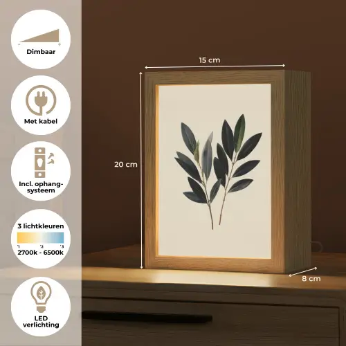 Ovaalvormige bladeren - Diep groen - Symmetrisch Light Box met kabel (Tafellamp) klein -USP_NL