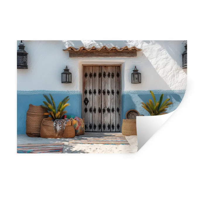 Deur - Manden - Planten Muursticker klein -3d