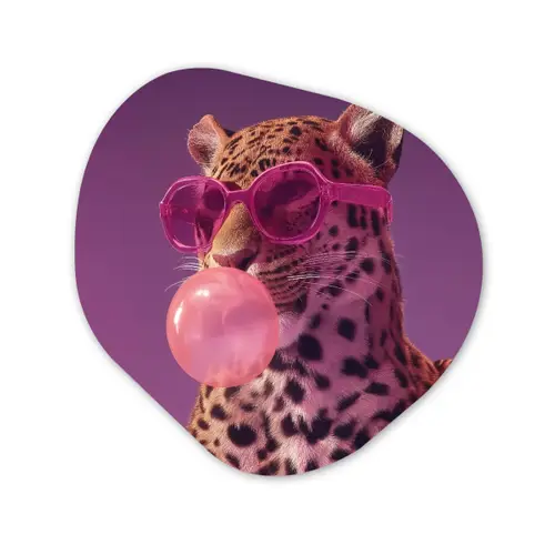 Panter - Zonnebril - Kauwgombel - Roze Wandcirkel Organisch Forex 3mm klein -3d