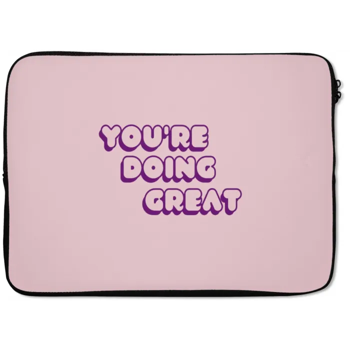 You're doing great - Roze - Bubble letters laptophoes neopreen klein -zkaufland3dotto