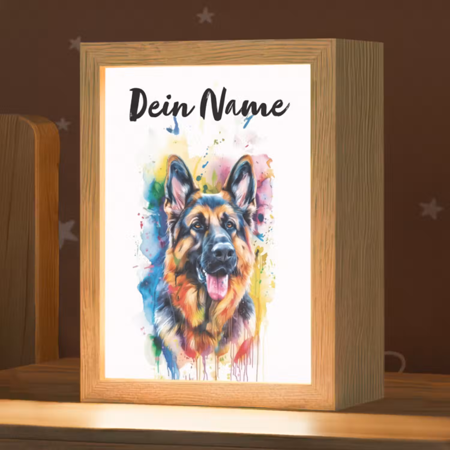 Nachtlicht Kinder mit Namen - Hund - Farbe - Tiere - Farbenfroh - Deutscher Schäferhund
