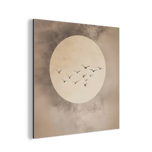 Vogel - Beige - Japandi aluminium wit klein -3d