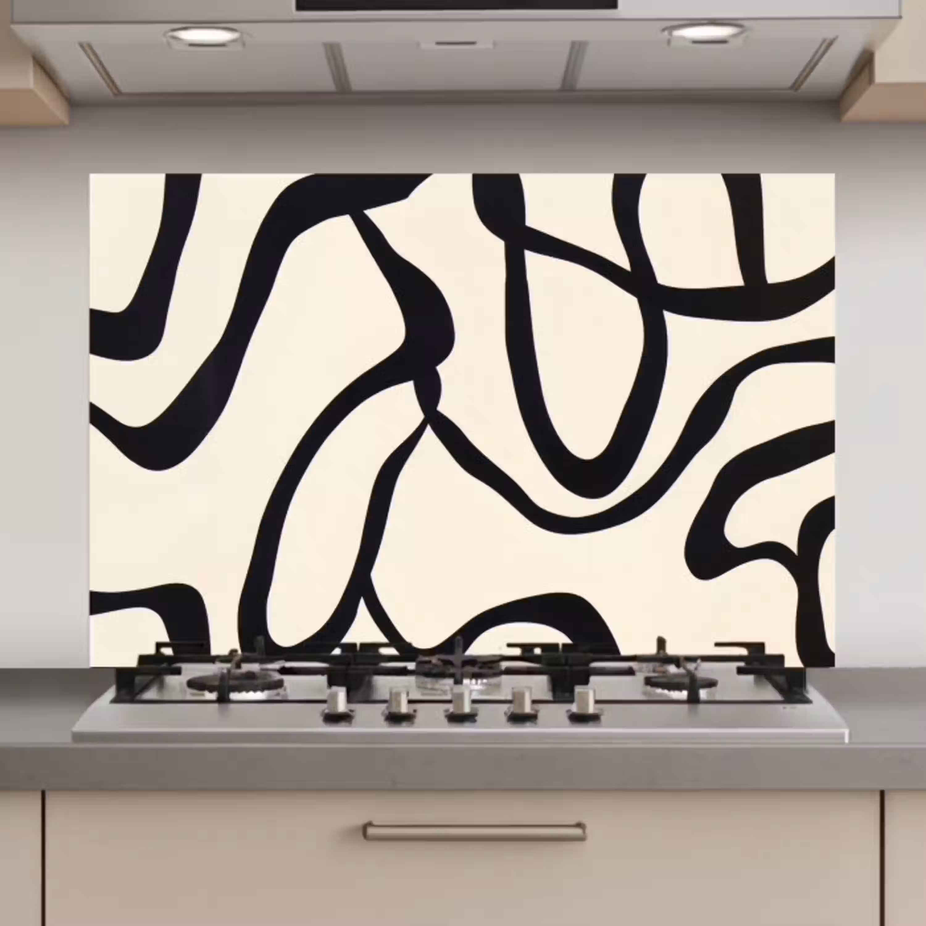 Abstract - Lijnen - Modern - Beige keuken achterwand spatscherm klein -3d_website