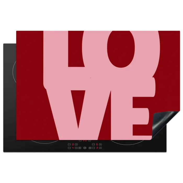 Love - Rood - Blokletters Inductie beschermer vinyl 3mm klein -3d