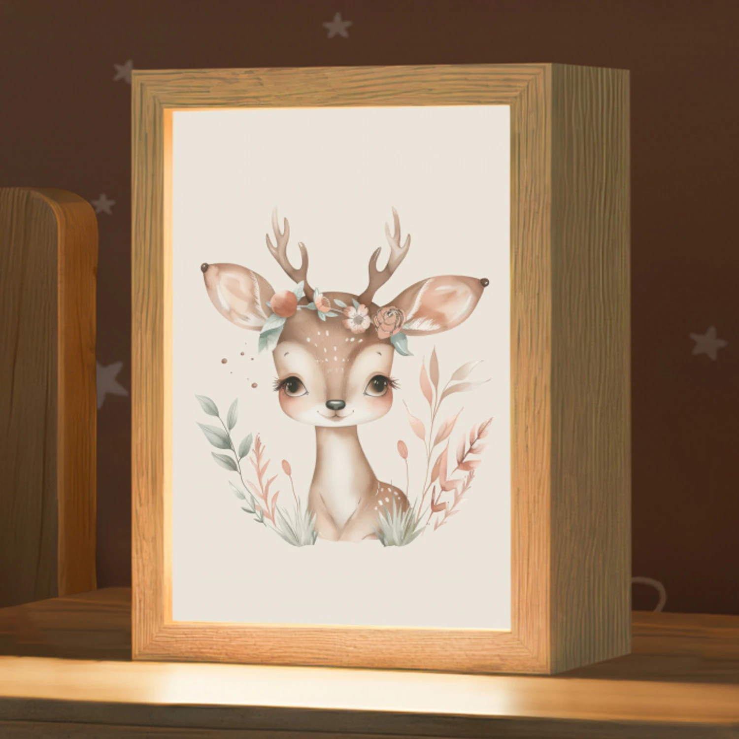 Hert - Bohemian - Bloemen - Bosdieren Light Box met kabel klein -zzz_3d_website