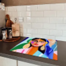 Portret - Vrouw - Modern Inductie beschermer vinyl 3mm middel -sfeer3