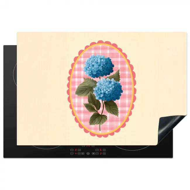 Bloemen - Blauw - Lijst - Bladeren Inductie beschermer vinyl 3mm klein -3d