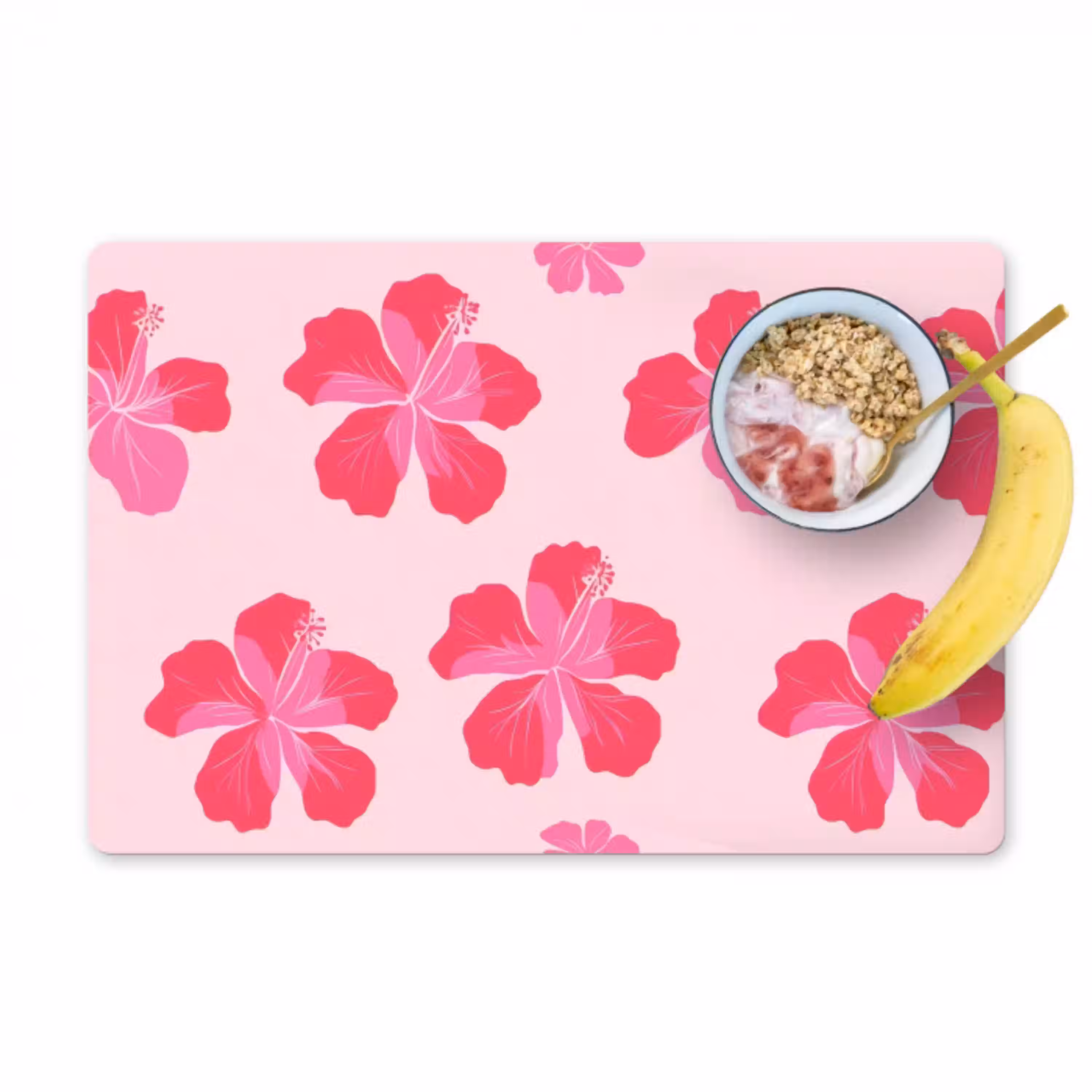 Hibiscus - Bloemen - Roze Placemat vinyl groot 368 -zzzproduct_Kitchenyeah-website