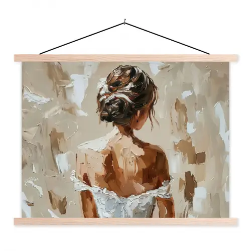 Vrouw - Verf - Abstract - Beige - Modern textielposter latten blank klein -3d