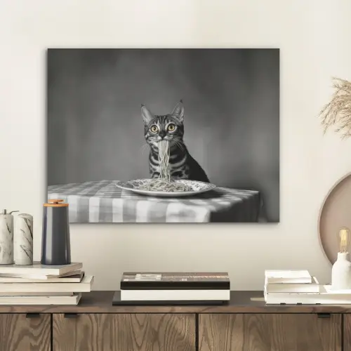 Bengaal - Kat - Tafelkleed - Zwart - Wit - Dier PET vilt klein -sfeer1