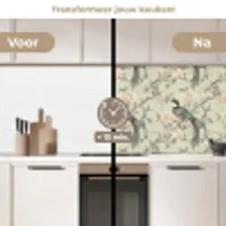 Bloem - Vogel - Kleurrijk keuken achterwand 2 middel 871 -voor-na2_NL