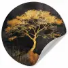 Boom - Schilderij - Goud - Abstract Wandcirkel behangsticker klein -3d