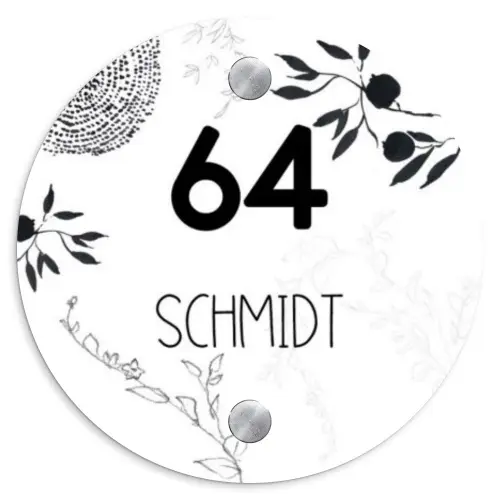 Botanisch - Modern Naambord Rond klein -3d