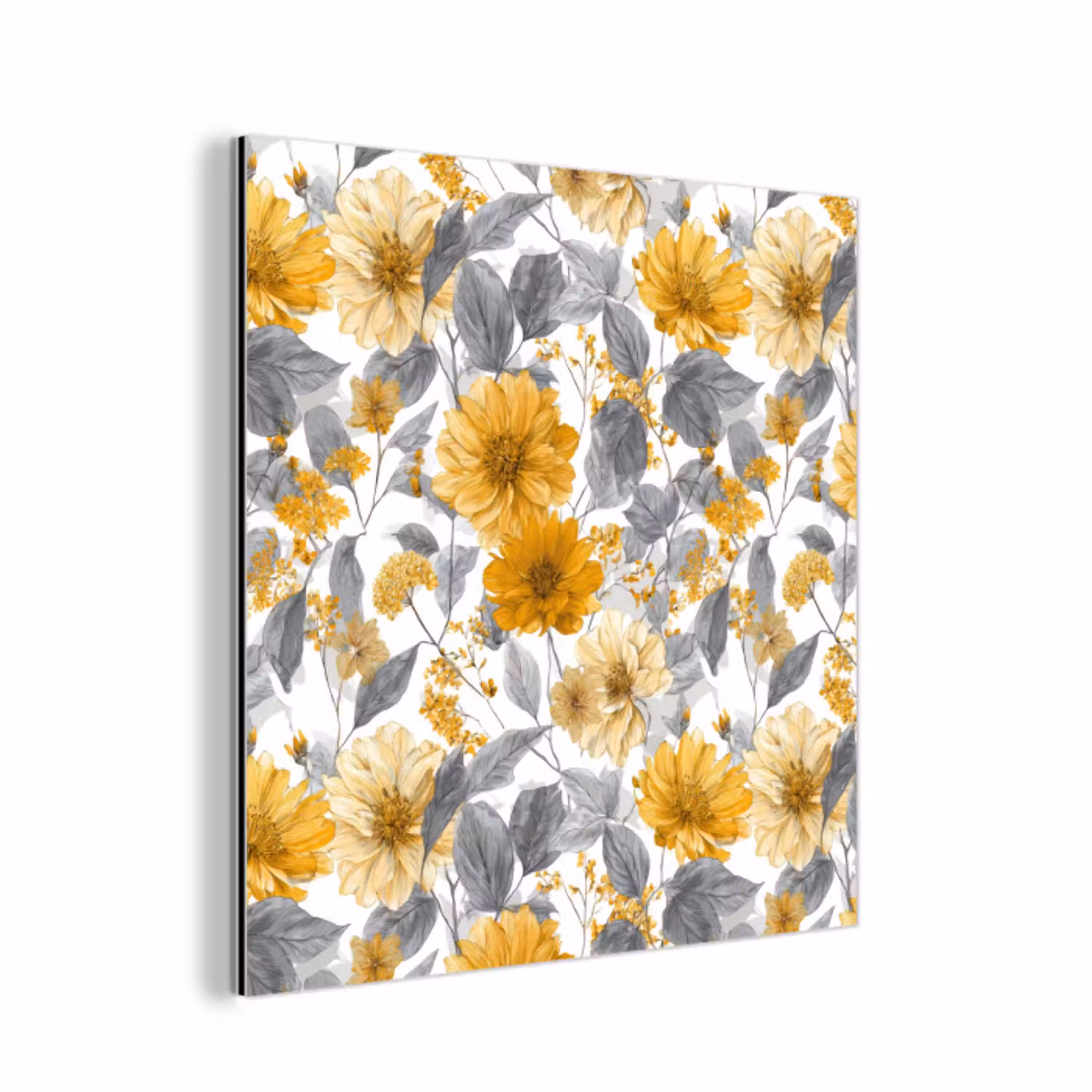 Bloemen - Botanisch - Elegant - Okergeel - Grijs aluminium wit klein 46 -3d