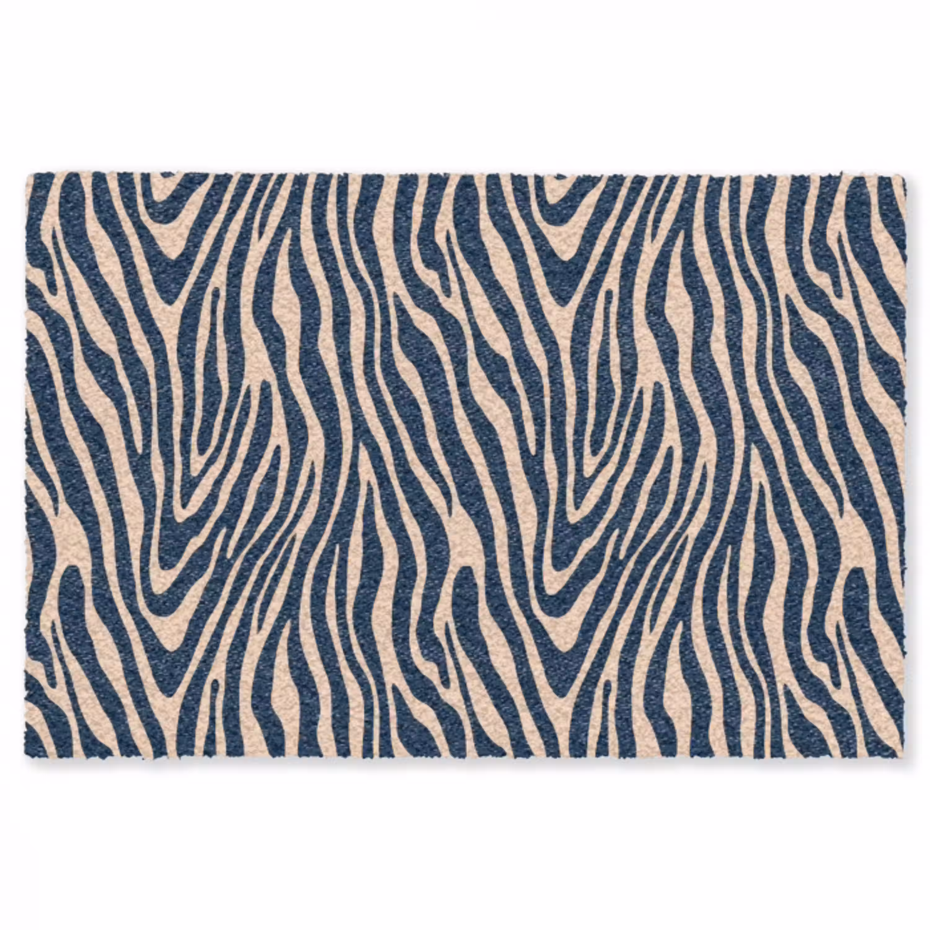 Zebra - Patroon - Blauw - Beige Vloerkleed Rechthoek klein 1091 -3d