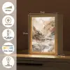Abstract - Kunst - Verf - Beige - Modern Light Box met kabel (Tafellamp) klein -USP_NL