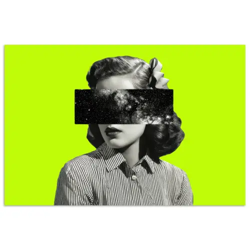 Vrouw - Sterrenhemel - Groen poster papier klein -3d