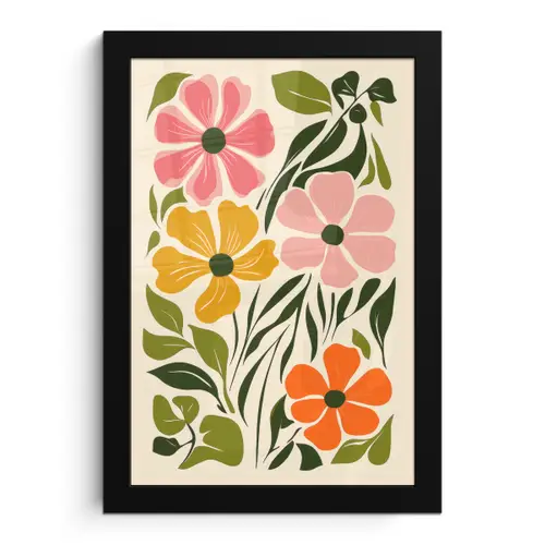Bloemen - Speels - Kleurrijk fotolijst zwart zonder passe partout klein -3d