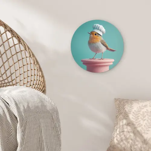 Roodborstje - Vogel - Koksmuts - Sokkel Wandcirkel kunststof plaat 5mm dik klein -sfeer5