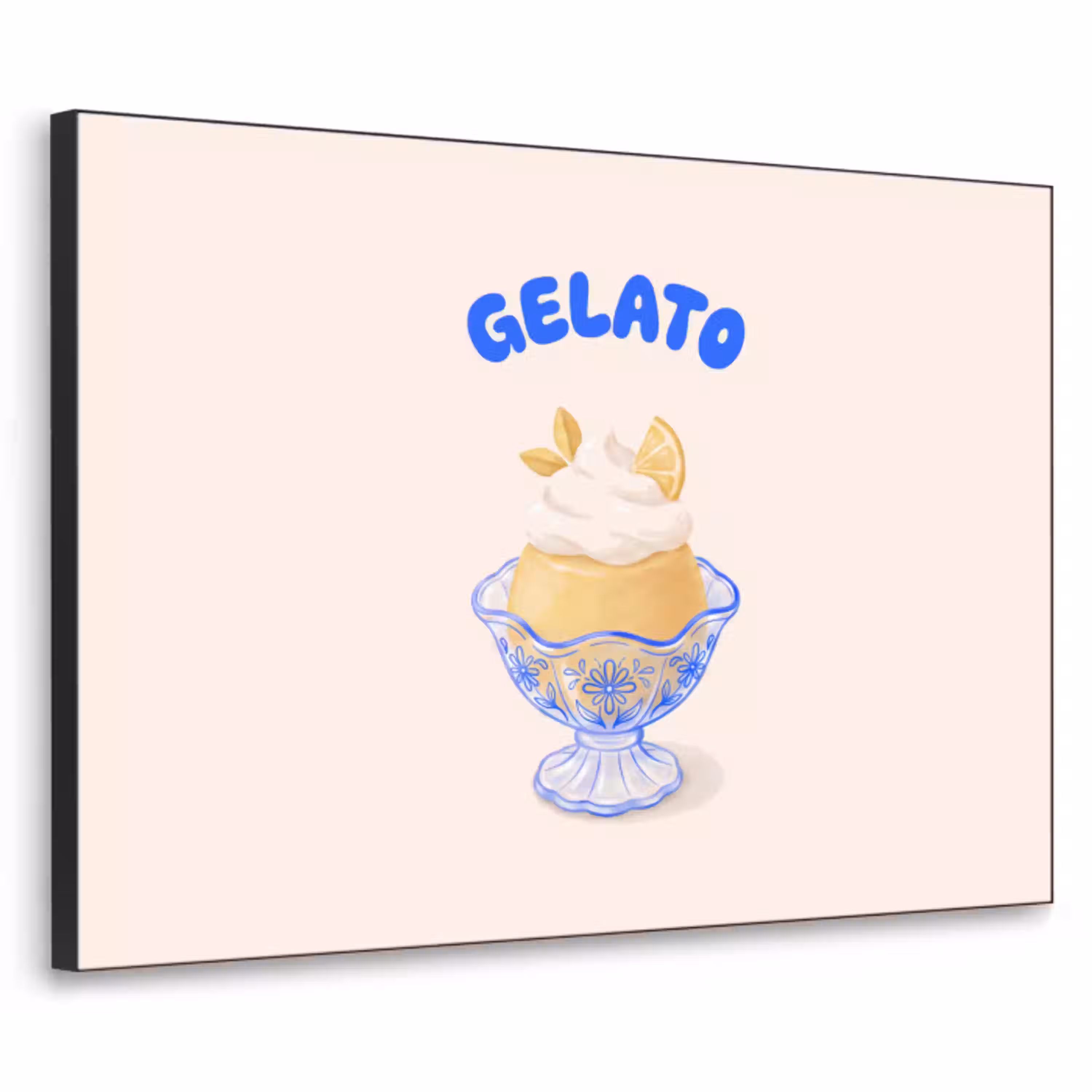 IJs - Citroen - Illustratie - Geel - Dessert Textielframe zwart klein -3d
