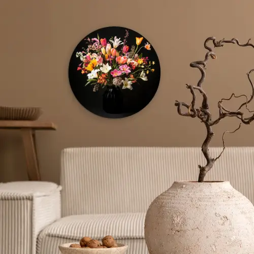 Vaas - Bloemen - Tulpen Wandcirkel plexiglas klein -sfeer1