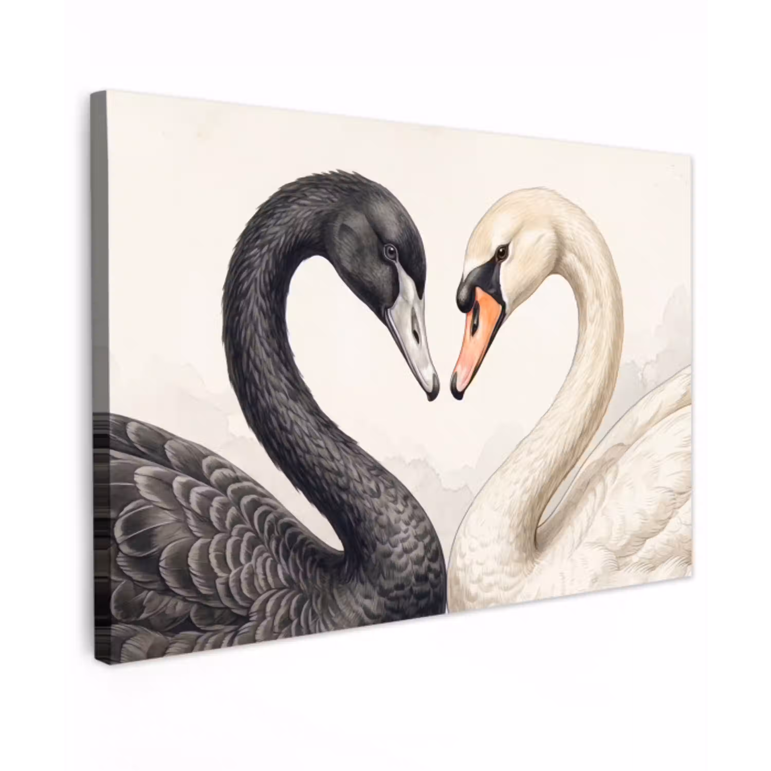 Zwanen - Hartvorm - Dieren Tuinposter op houten frame 2 cm dik klein -3d