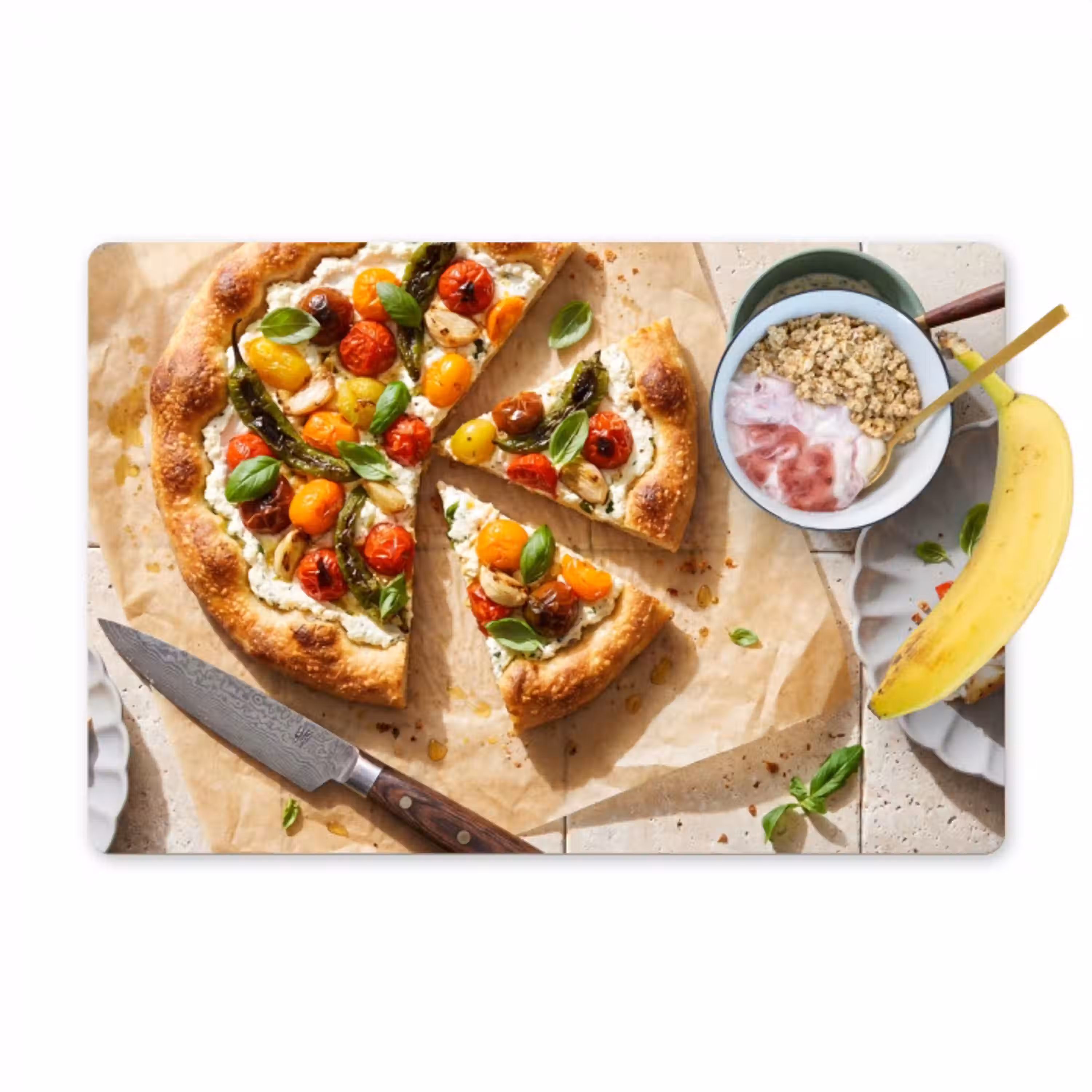 Eten - Tomaten - Basilicum - Maaltijd - Vers Placemat vinyl groot -zzzproduct_Kitchenyeah-website