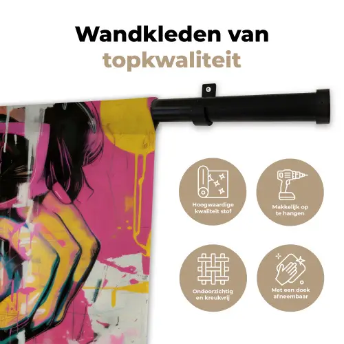 Portret - Vrouw - Abstract - Zonnebril Wandkleed katoen klein -sfeer2