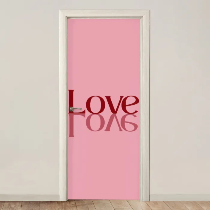 Love - Roze - Spiegeling deurposter klein -3d_beige