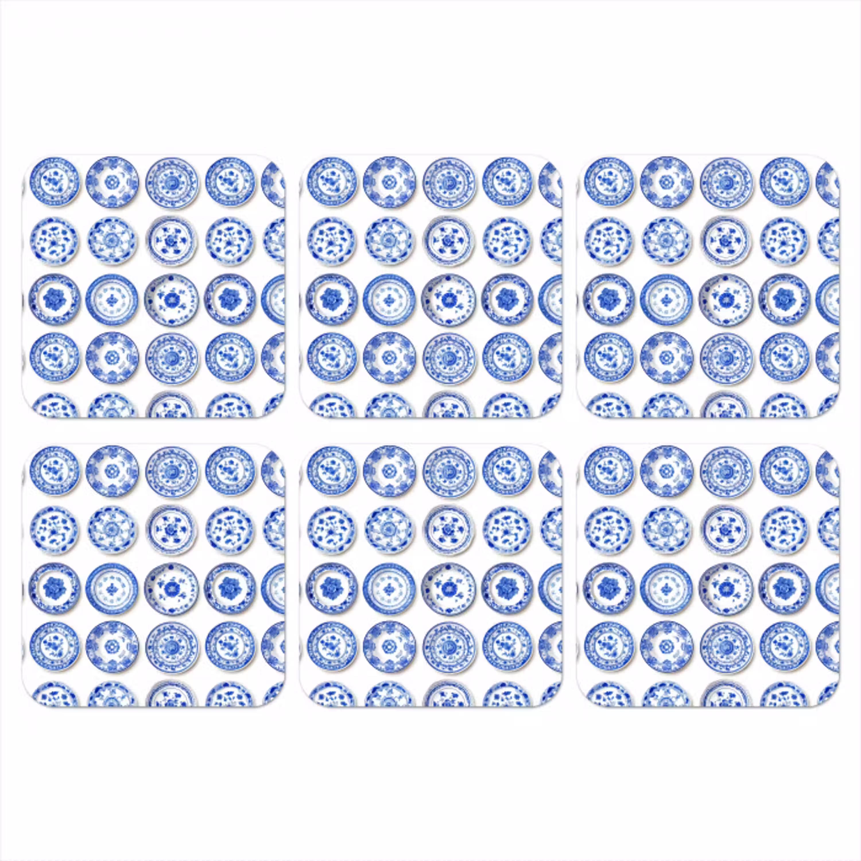 Borden - Bloemen - Patroon - Blauw onderzetter kurk middel 366 -3d