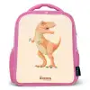 T-rex dino in oranje kleuren Kinderrugzak - Roze middel -3d