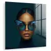 Vrouw - Vlinder - Bril - Blauw - Modern - Portret plexiglas 5mm klein -zzzproduct_nieuw