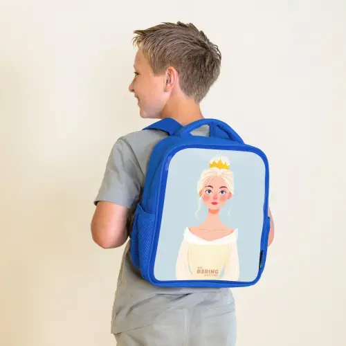 Prinses met een gouden kroon - Blauw Kinderrugzak - Blauw middel -sfeer2